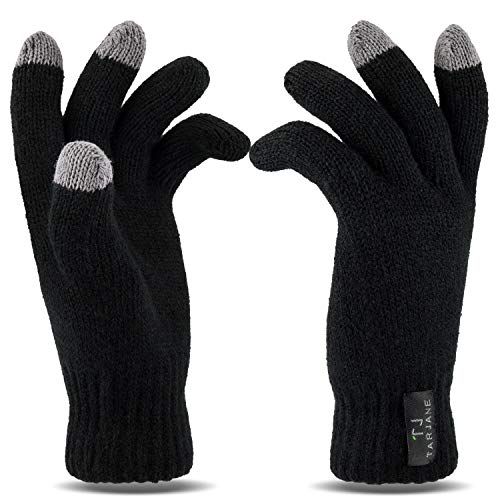 Tarjane Display Touchscreen Winterhandschuhe Damen Handschuhe Strick Gloves extra warm TOG 1.9 Schwarz OneSize von Tarjane