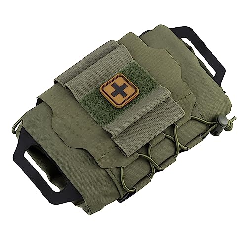 Tarnnetz Schnell einsetzbare Tasche für medizinisches Erste-Hilfe-Set, Taktische MOLLE-IFAK-Aufbewahrungstasche, zweiteiliges System, Outdoor-Sport, Jagdtasche, Grün von Tarnnetz