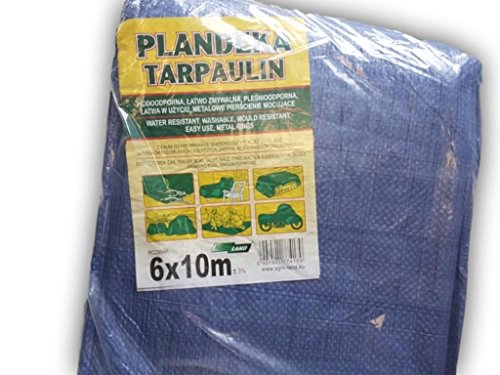 Abdeckplane/Bodenplane mit Metallösen, 6 x 10 m, tragbar, leicht, wasserdicht, für den Außengebrauch geeignet, als Zelt, Hängematte, Sonnensegel, zum Abdecken von Autos/Motorrädern etc. von Tarpaulin