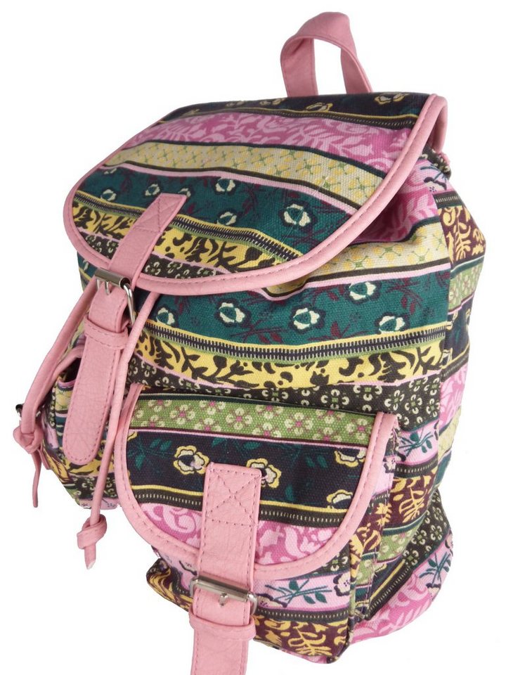 Taschen4life Rucksack Damen Vintage Rucksack 7021, moderner Stoffrucksack, Ethno Muster, Rucksacktasche Segeltuch von Taschen4life