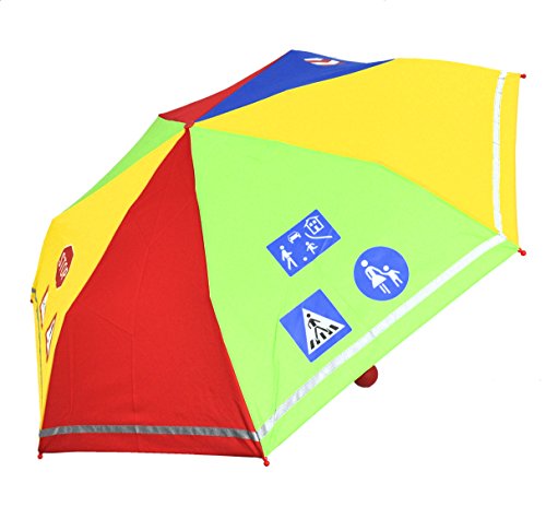 Kinder Regenschirm Taschenschirm Schultaschenschirm mit Reflektorstreifen extra leicht für Jungen und Mädchen von TESTEL