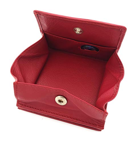 kompakte, handliche echt Leder Geldbörse Wiener Schachtel mit RFID Schutz rot von TESTEL