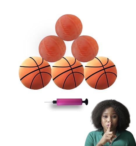 Taslamda Leiser Basketball mit Luftpumpe, leises Basketball, Dribbling drinnen, kein Lärm, griffig, unbeschichtet, verbessertes Modell (6 Bälle) von Taslamda