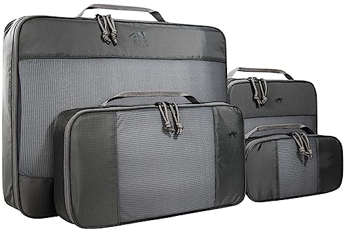 Tasmanian Tiger TT Mesh Pocket Set XL 4-teiliges Pack-System, Packing Cubes für Koffer, Rucksack oder Reisetasche; Pack-Taschen Set, 2l + 5l + 6l + 20l Volumen, Titan Grey von Tasmanian Tiger
