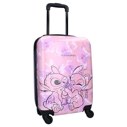 Tassorm Stitch Trolley Koffer 32 L Pink ABS Kinder Mädchen Kinderkoffer Trolly Handgepäck Kindertrolley Reisekoffer von Tassorm