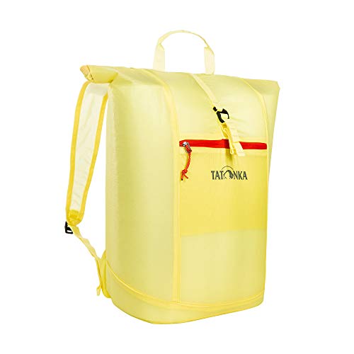 Faltrucksack Tatonka SQZY Rolltop 25l - Ultraleichter, faltbarer Rucksack mit Rollverschluss, extra Packbeutel und 25 Liter Volumen - Klein verpackbar - Damen und Herren - gelb von Tatonka