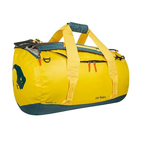 Tatonka Barrel M Reisetasche - 65 Liter - wasserfeste Tasche aus LKW-Plane mit Rucksackfunktion und großer Reißverschluss-Öffnung - Rucksacktasche 65l - Damen und Herren - gelb von Tatonka
