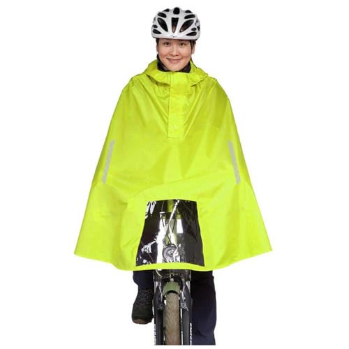 Tatonka Bike Poncho M - Wasserdichter Fahrrad-Poncho mit Kapuze, Sichtfenster für das Fahrradlicht, Reflektoren und Eingriffen für die Hände - Größe M (safety yellow) von Tatonka