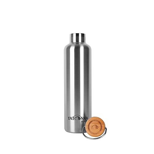 Tatonka Edelstahl Trinkflasche Hot + Cold Stuff Bamboo Lid 1000ml - Unzerbrechliche Isolierflasche mit Bambusdeckel - spülmaschinenfest und BPA-frei - 1l von Tatonka