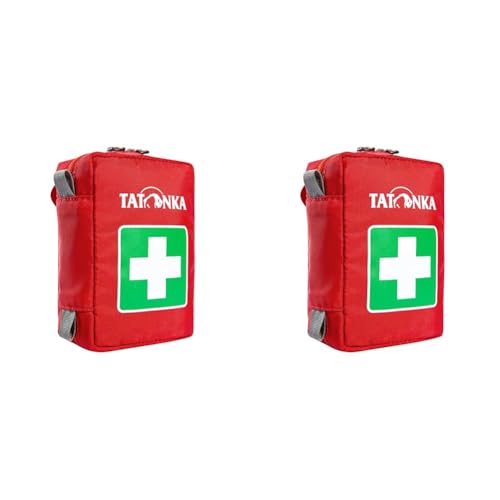 Tatonka First Aid XS - Erste-Hilfe-Tasche (ohne Inhalt) mit unterteiltem Hauptfach und Gürtelschlaufe - Zum selber Befüllen - Abmessungen: 10 x 7 x 4 cm (red) (Packung mit 2) von Tatonka