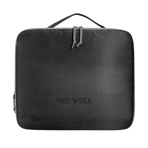 Tatonka Packwürfel SQZY Compression Pouch L (7L / 10L) - Ultraleichte und platzsparende Packtasche mit Reißverschluss - durchsichtig, komprimierbar und PFC-frei - 29 x 25 x 10 cm (schwarz) von Tatonka