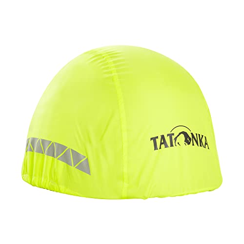 Tatonka Regenschutz Helmet Cover M/L - Wasserdichter Fahrradhelm Regenüberzug aus recyceltem Polyester - mit Reflektoren - neongelb - Größe M / L von Tatonka