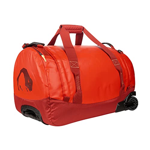 Tatonka Trolley Barrel Roller M (60 Liter) - Reisetrolley aus LKW-Plane mit Teleskop-Handgriff und großer Reißverschluss-Öffnung - 60l Reisetasche - robust und pflegeleicht (red orange), Einheitsgröße von Tatonka