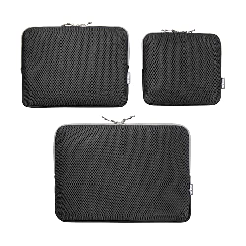 Tatonka Air Mesh Pocket Set (3 Stück) - Drei flach und leicht gepolsterte Netztaschen in drei Größen - zum Verstauen von Kleidung und Elektronik im Koffer oder Reiserucksack (black) von Tatonka