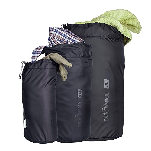 Tatonka Packsack Stuff Bag 1l - Leichter Packbeutel mit Schnürzug - Aus recyceltem Polyester - 1 Liter Volumen (black) von Tatonka