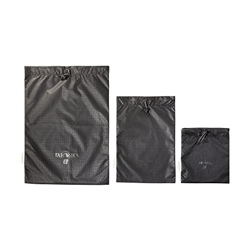 Tatonka Packbeutel Stuff Sack Set (3 Stück) - Leichtes Packtaschen-Set in drei verschiedenen Größen - Mit Schnürzug und Kordelstopper - Aus recyceltem Material (black) von Tatonka