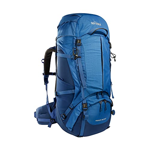 Tatonka Yukon 50+10 - Trekkingrucksack mit Frontzugriff, verstellbarem Rückensystem, extra Bodenfach, Regenhülle und 60 Liter Volumen, Blau von Tatonka