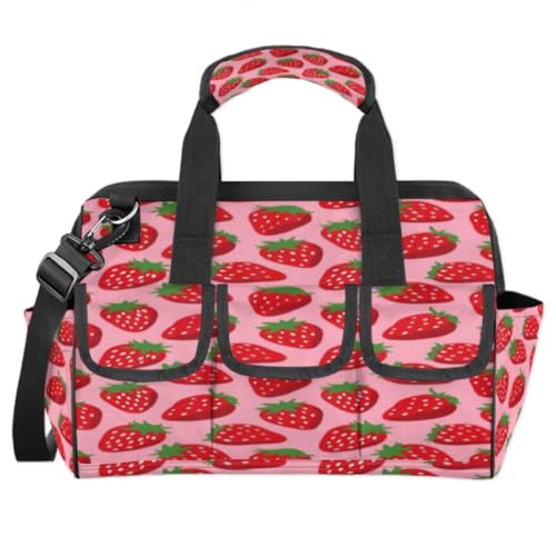Rote Erdbeeren-Werkzeugtasche für Herren, robuste Werkzeugtasche, wasserdicht, breite Öffnung, Werkzeugtasche für Damen, große Kapazität, Werkzeug-Aufbewahrungstasche für Elektriker, Tischler, von Tavisto