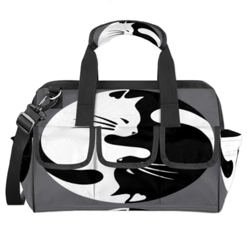 Schwarze und weiße Katzen-Werkzeugtasche für Herren, robuste Werkzeugtasche, wasserdicht, breite Öffnung, Werkzeugtasche für Damen, große Kapazität, Werkzeug-Aufbewahrungstasche für Elektriker, von Tavisto