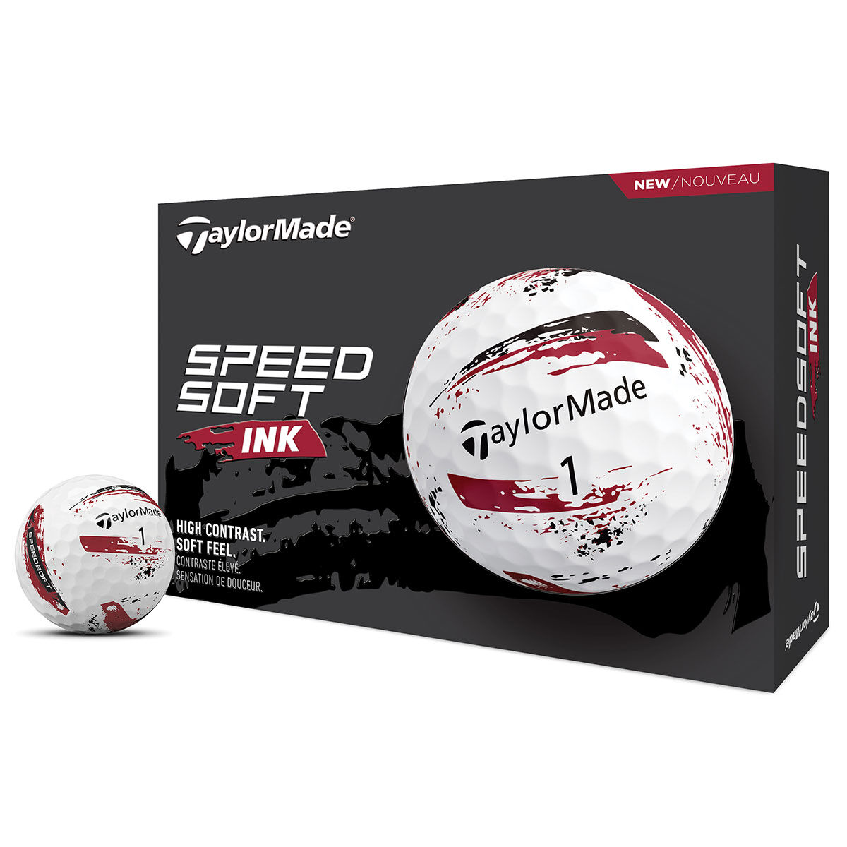 TaylorMade SpeedSoft Ink 12 Golf Ball Pack, Mens, Red | American Golf von TaylorMade