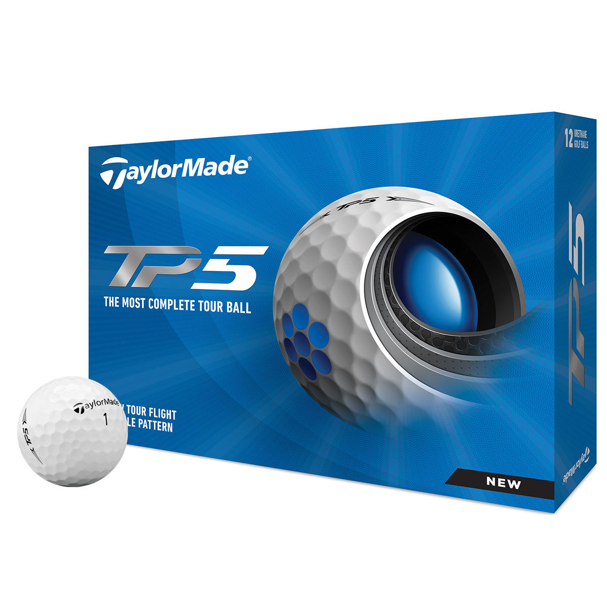 TaylorMade TP5 12 Golf Ball Pack, Male, White, One Size | American Golf von TaylorMade