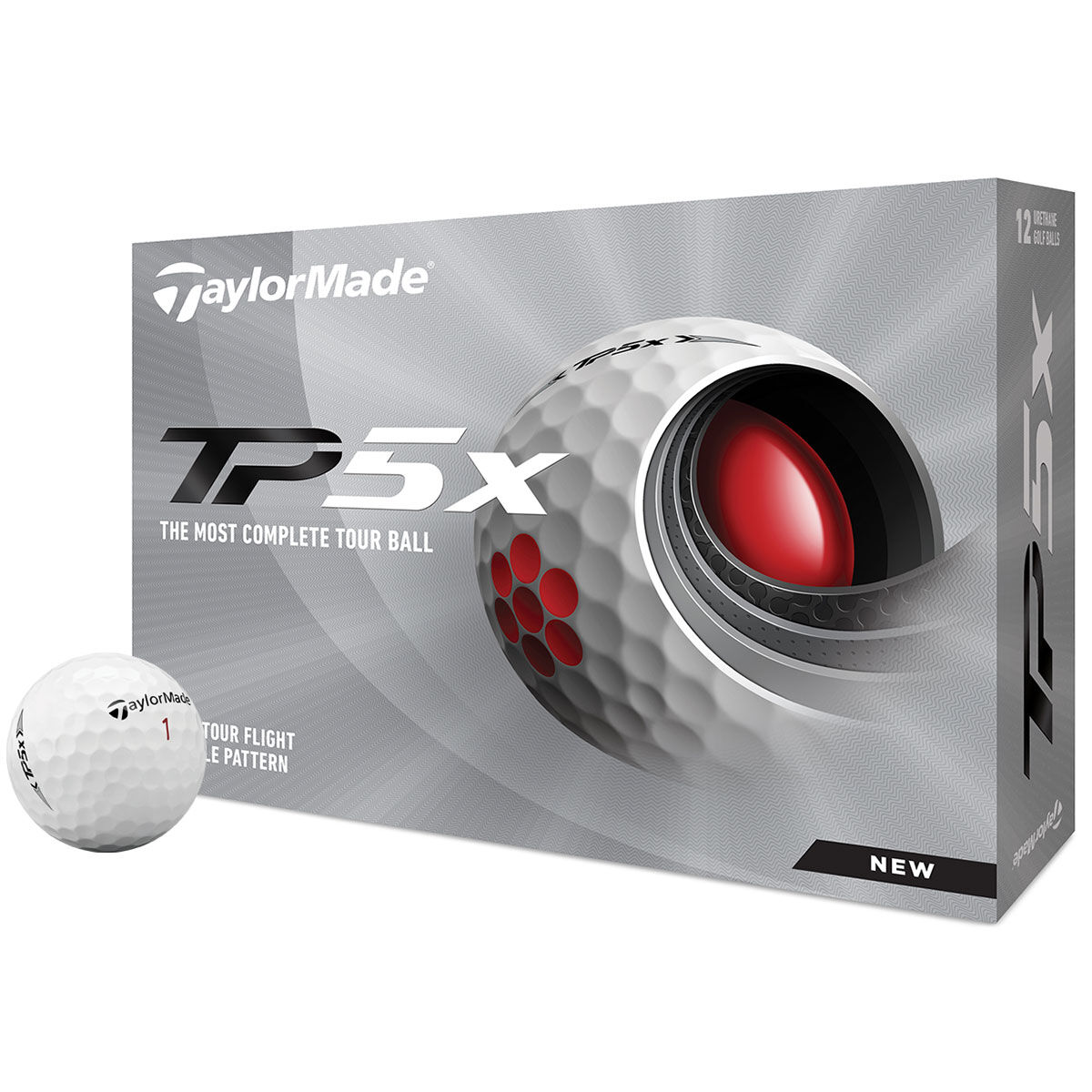 TaylorMade TP5x 12 Golf Ball Pack, Male, White, One Size | American Golf von TaylorMade