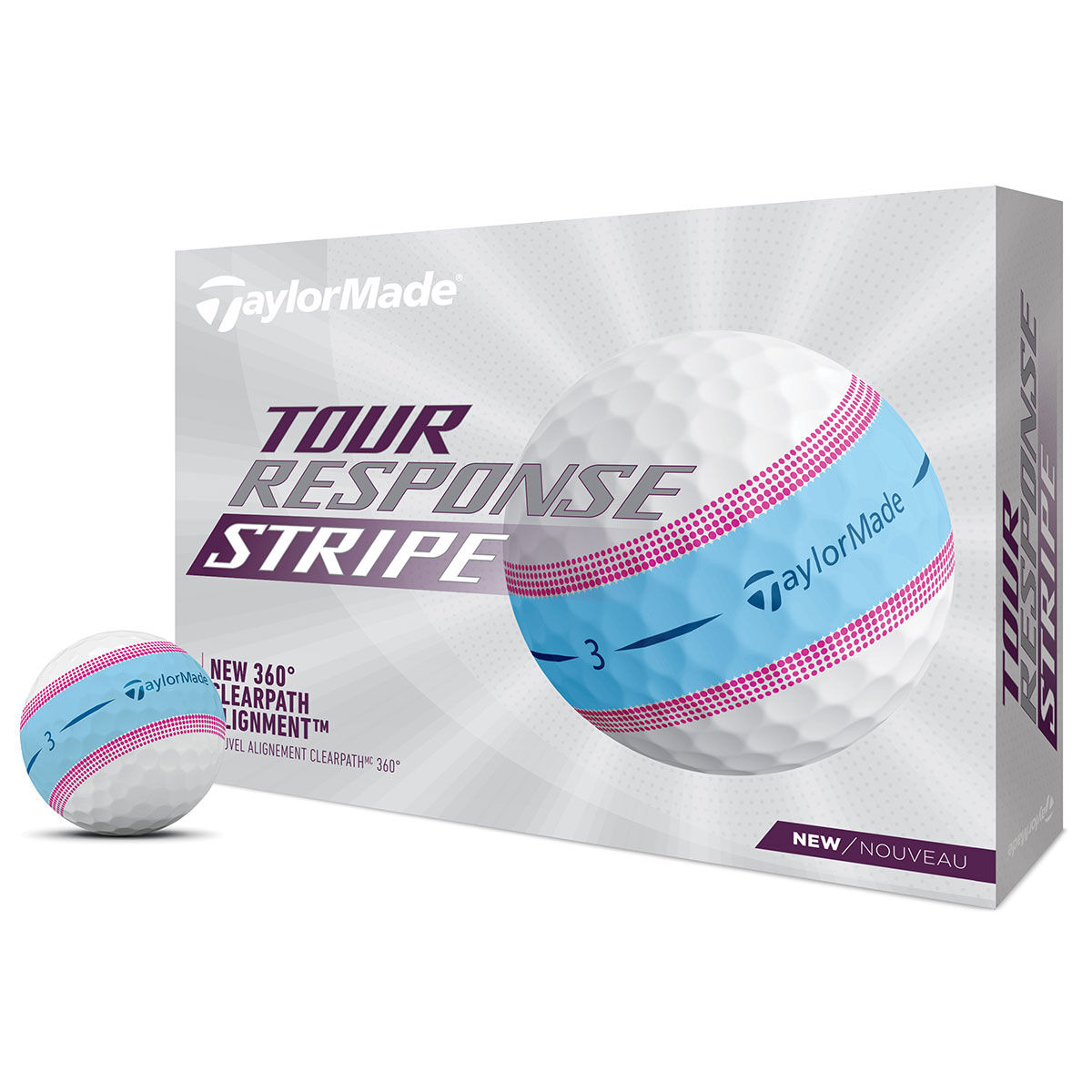 TaylorMade Tour Response Stripe 12 Golf Ball Pack, Mens, Blue/pink | American Golf - Father's Day Gift von TaylorMade