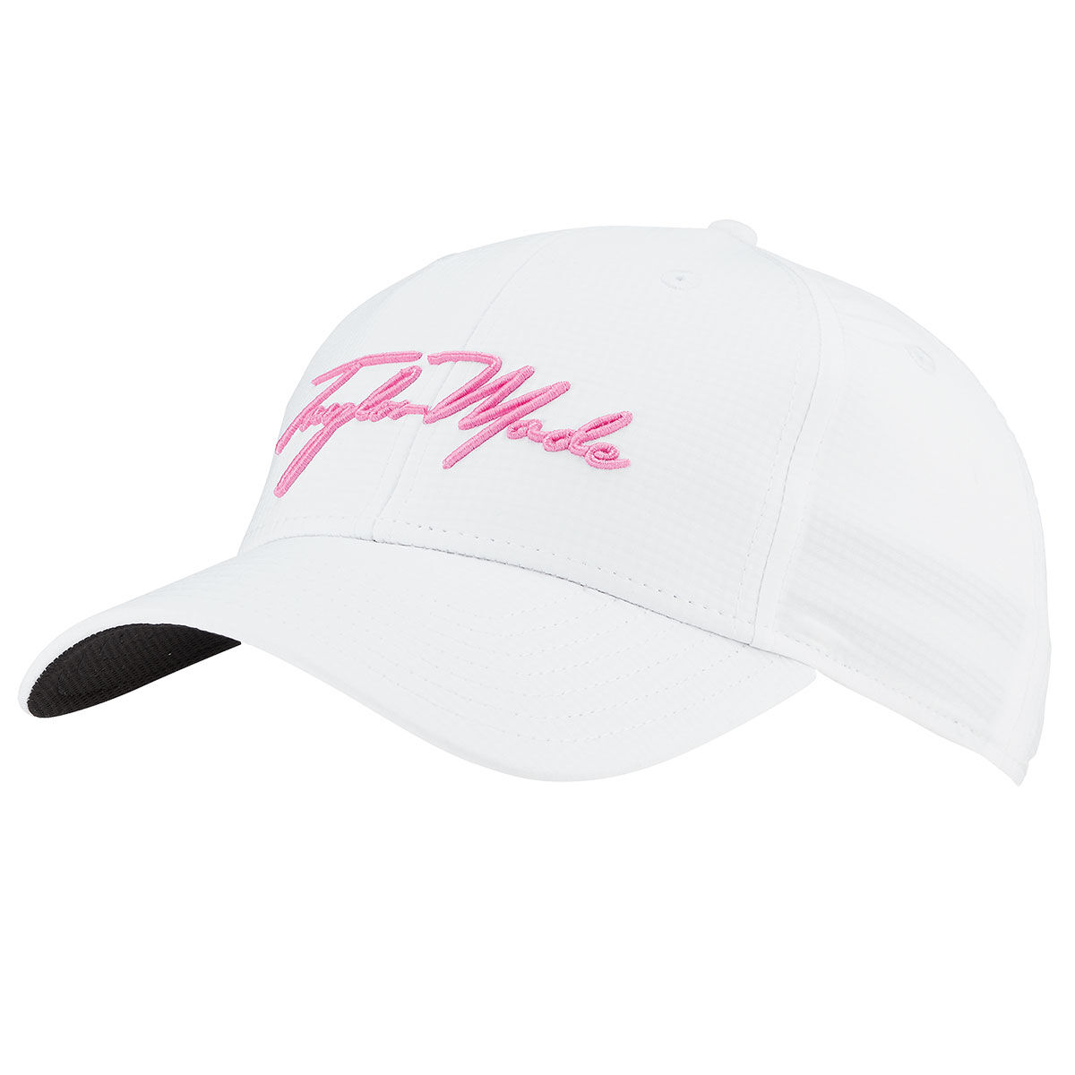 TaylorMade Women's White and Pink Comfortable Embroidered Script Golf Cap | American Golf, One Size von TaylorMade