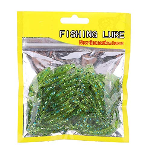 fischköder Wurm,angelköder,50 stücke Weiche Angelköder Köder Set, 5 cm Kunststoff Fischköder T-Schwanz Grub Wurm Köder Fischgeschirr Zubehör 9 Farben(Cyan) von Tbest