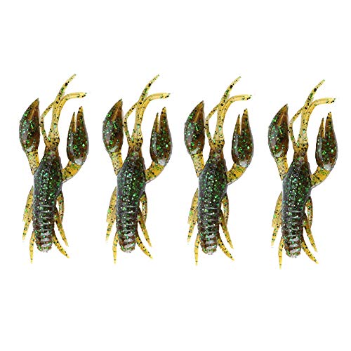 Crayfish Angeln Gummifische Flusskrebs Fischen Köder, 4pcs Silikon weicher Fischen-Langusten Köder Kunstköden Köder für Karpfen Bass Fischen Frischwasser Salzwasser dunkelgrünes(1#-Dunkelgrün) von Tbest