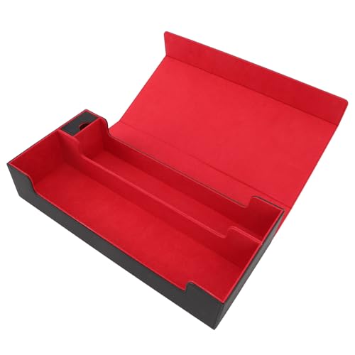 Kartenaufbewahrungsbox, PU-Leder, Magnetverschluss, Kartenetui mit Schublade, Großes Fassungsvermögen, Spielkartenbox für die Organisation von über 550 Spielkarten (Schwarz Rot) von Tbest