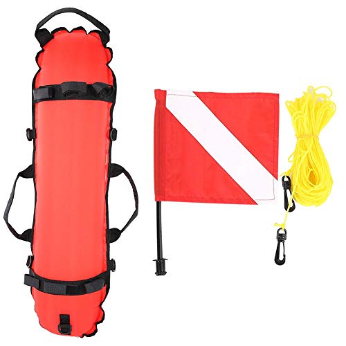 Taucher Fahne,Boje Tauchen,Diving Flag Bouy,Tauchen Boje Set Schnelles Aufblasen Tauchen Unter Aufblasbarem Signal Floater Tauchen Inflation Torpedo Boje Signal Float Ball & Flag von Tbest