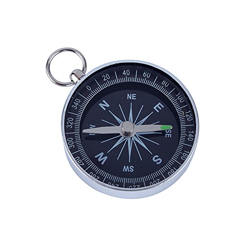 Kompass mit weißem Zifferblatt, personalisiert, 45 mm Aluminiumgehäuse, Silber, tragbarer Taschenkompass für Outdoor-Camping, Wandern, Sport, Navigation von Tbest