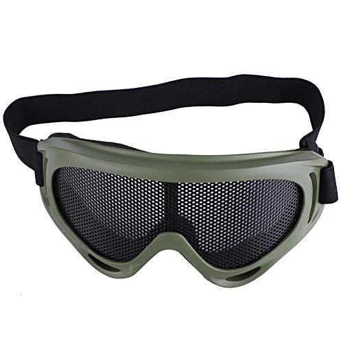airsoft goggles mesh,Taktische Schutzbrille Mesh Airsoft Jagd Schutzbrille Stahllinsen Sonnenbrille Augenschutzbrille mit Verstellbarer Kopfband für taktisches Militär CS Game Shooting( Armeefarbe) von Tbest
