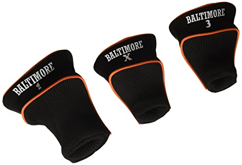 Team Golf MLB Baltimore Orioles Contour Golf Club Headcovers (3 Count), Numbered 1, 3, & X, Fits Oversized Drivers, Utility, Rescue & Fairway Clubs, Velour lined for Extra Club Protection von Team Golf