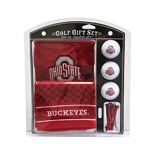TEAM GOLF NCAA Ohio State Buckeyes Gift Set Embroidered Golf Towel, 3 Golf Balls, and 14 Golf Tees 2-3/4" Regulation, Tri-Fold Towel 16" x 22" & 100% Cotton von Team Golf