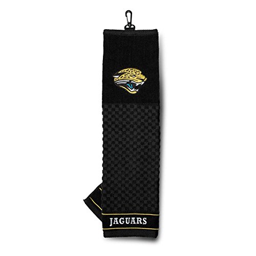 TEAM GOLF NFL Jacksonville Jaguars Besticktes Golf-Handtuch, Besticktes Golf-Handtuch, Kariertes Scrubber-Design, gesticktes Logo von Team Golf