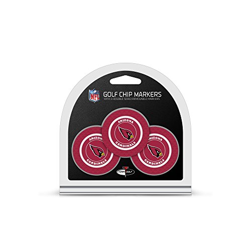 Team Golf NFL Arizona Cardinals Golfballmarker, Poker-Chip-Größe mit kleineren, doppelseitigen Emaille-Markern, 3 Stück von Team Golf
