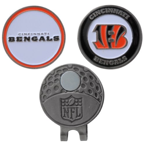 Team Golf NFL Cincinnati Bengals Golf Cap Clip mit 2 abnehmbaren doppelseitigen Emaille-Magnetballmarkern, lässt Sich leicht an Hüten befestigen von Team Golf