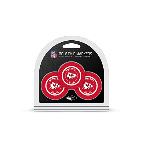 Team Golf NFL Kansas City Chiefs Golfballmarker, Poker-Chip-Größe mit kleineren, doppelseitigen Emaille-Markern, 3 Stück von Team Golf