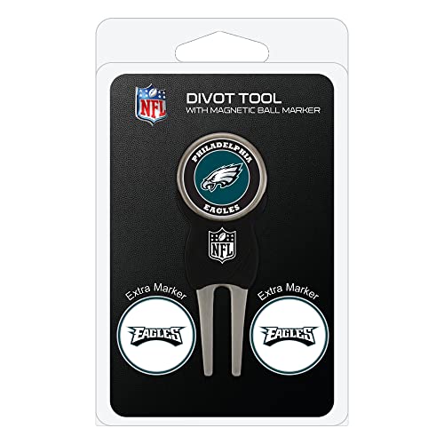 Team Golf NFL Philadelphia Eagles Divot Tool Pack mit 3 Golf Ball Markers Divot Tool with 3 Golf Ball Markers Pack, Marker Are Removable Magnetic Double Sided Emaille von Team Golf