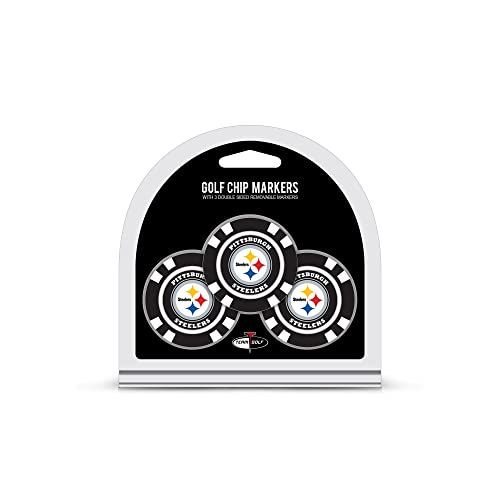 Team Golf NFL Pittsburgh Steelers Golfballmarker, Poker-Chip-Größe mit kleineren, doppelseitigen Emaille-Markern, 3 Stück von Team Golf