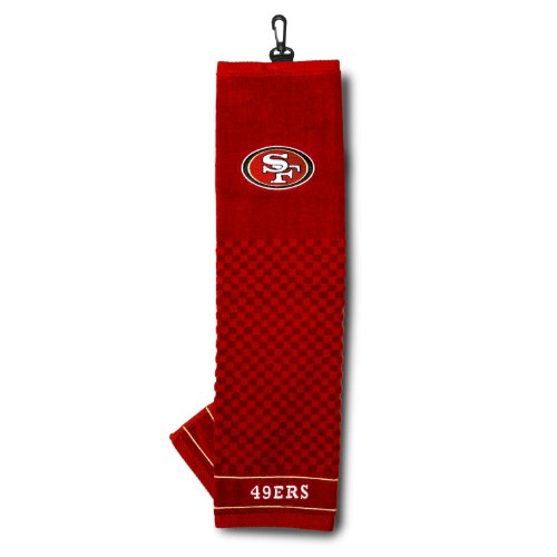 Team Golf NFL San Francisco 49ers Besticktes Golf-Handtuch, Besticktes Golf-Handtuch, Kariertes Scrubber-Design, gesticktes Logo von Team Golf