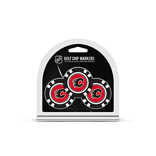 Team Golf NHL Calgary Flames Golf Chip Ball Markers (3 Count), Poker Chip Size with Pop Out Smaller Double-Sided Enamel Markers von Team Golf