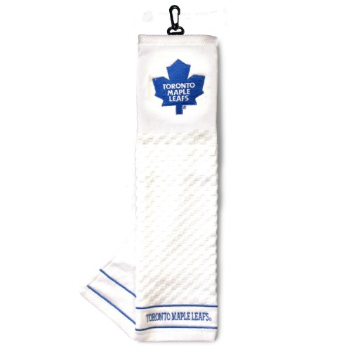 Team Golf NHL Toronto Maple Leafs Besticktes Golf-Handtuch, Besticktes Golf-Handtuch, Kariertes Scrubber-Design, gesticktes Logo von Team Golf