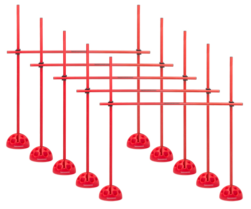 5er Set - Kombi-Hürden-System (120 cm) - Farbe: Rot von Teamsportbedarf.de