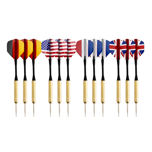 Darts.de Dartpfeile mit Metallspitze - 12er Set (Flaggen) von Teamsportbedarf.de