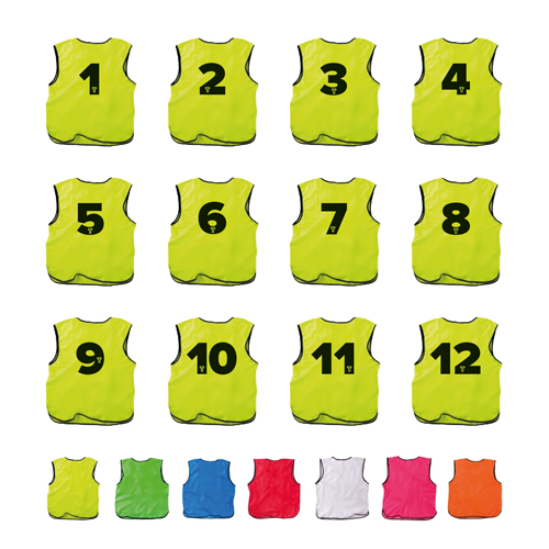 Leibchen mit Rückennummern (1-12) - 12er Set von Teamsportbedarf.de
