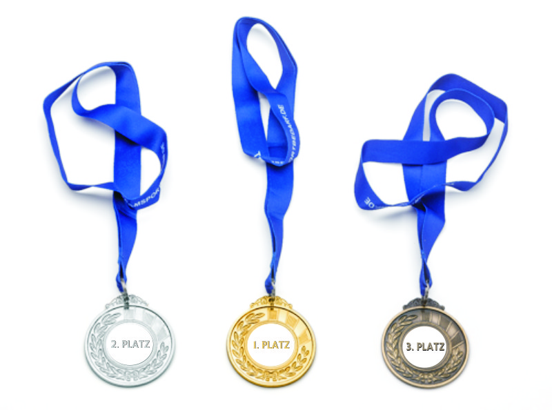 Medaille (inkl. Band) ø 76 mm - Gold, Silber oder Bronze von Teamsportbedarf.de
