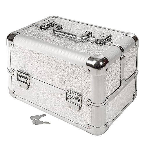 tectake® Kosmetikkoffer Schminkkoffer Beauty Case Hartschale Schmuckkoffer Friseurkoffer -Diverse Farben- (Silber) von tectake